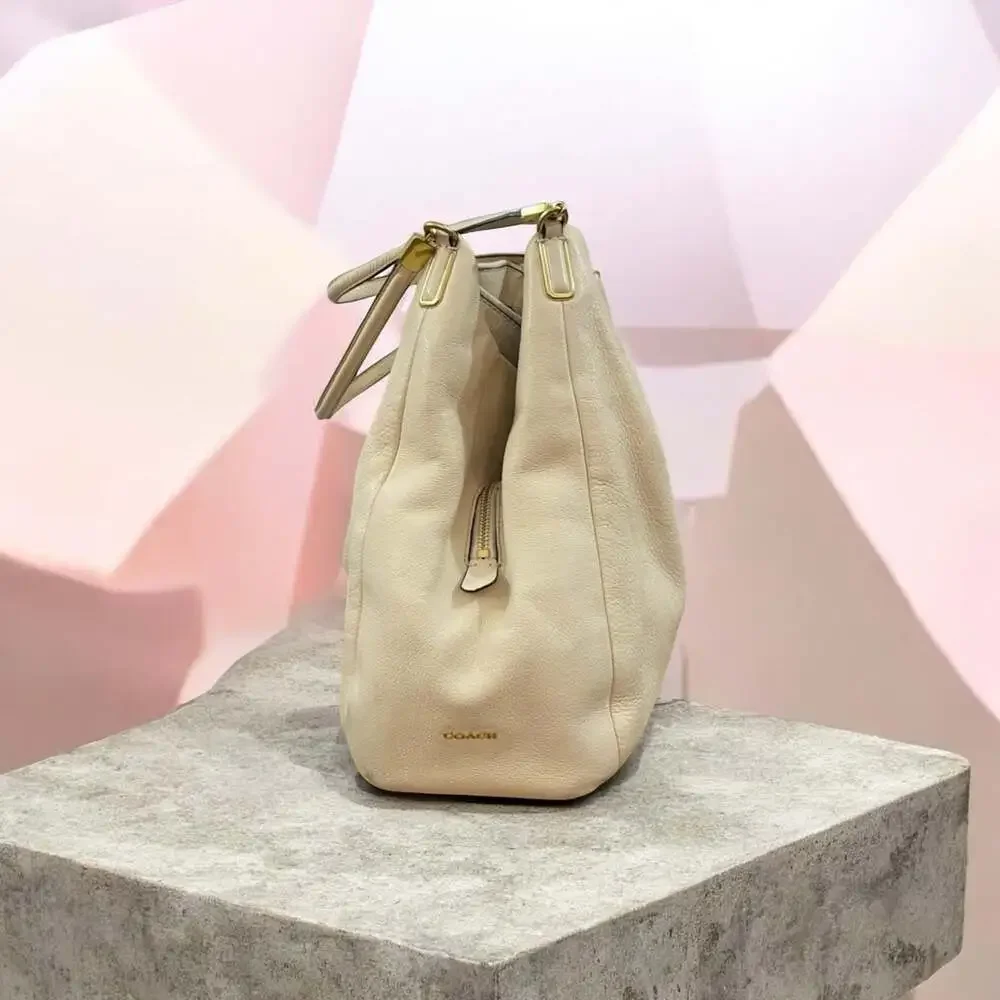 Coach Madison Phoebe Shoulder Bag in Ivory Pebbled Leather